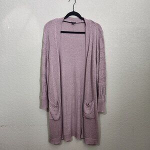 Torrid Womens Open Front Cardigan Dusty Pink Size 14 Lightweight Knit Pocket